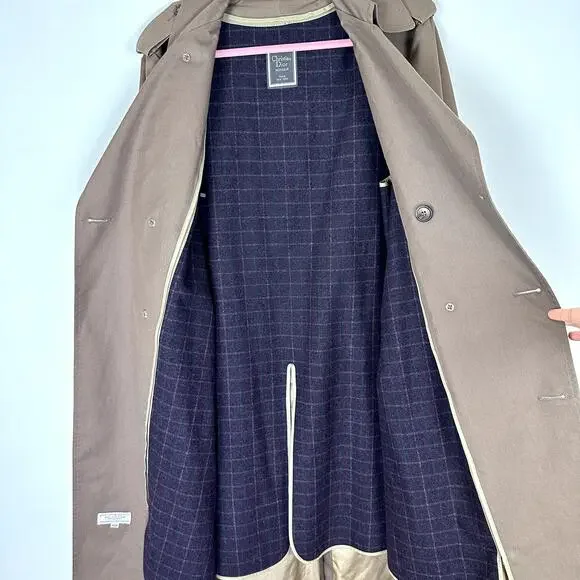 Vintage Christian Dior Monsieur Brown Trench Coat Men's Size Large Streetwear